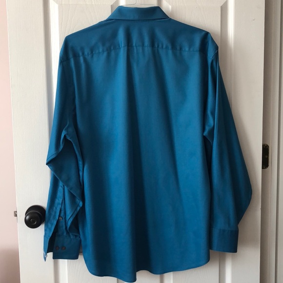 Geoffrey Beene Teal Fitted Button Down Shirt - Picture 6 of 7